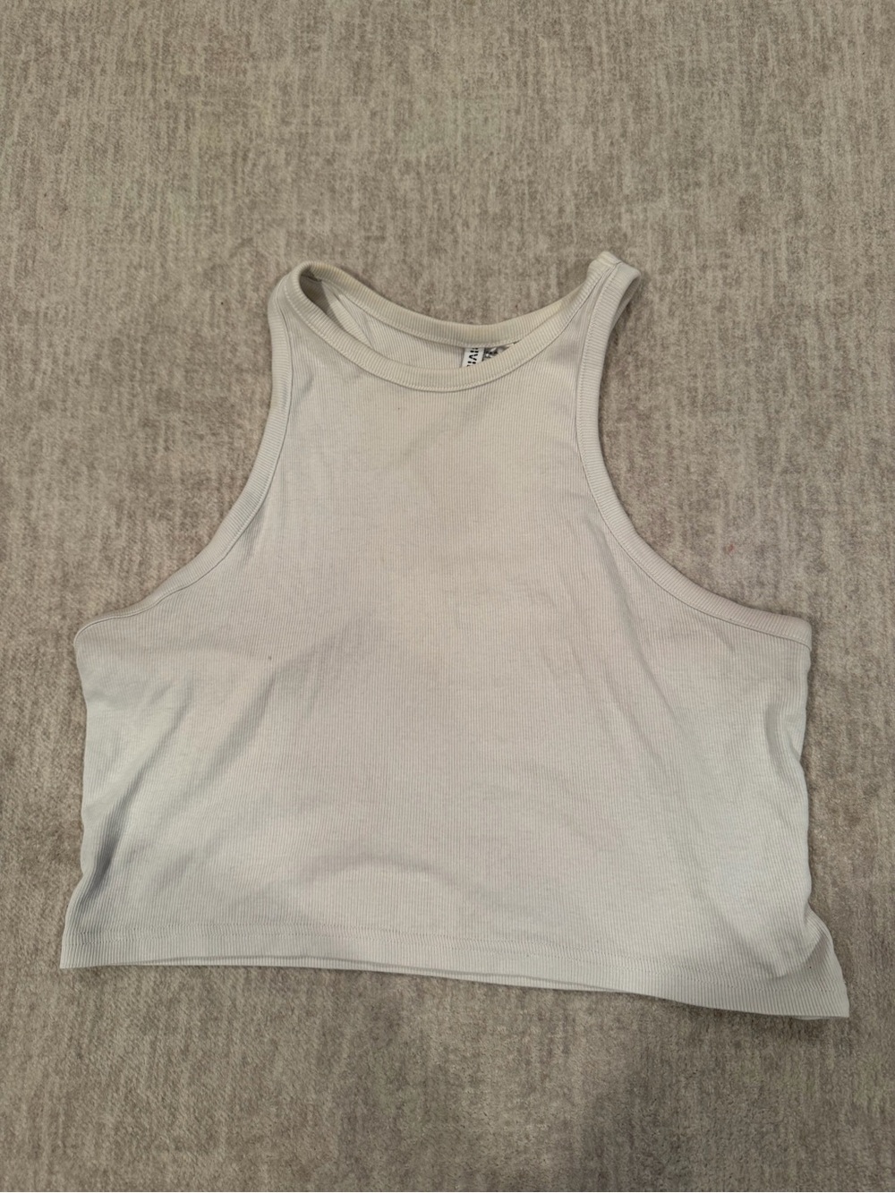 H&M Women's Ribbed High-Neck Crop Tank Top - Off-White